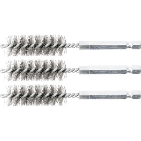 BGS Stahlbürste 15 mm Antrieb Außensechskant 6,3 mm (1/4") 3tlg. - 3078-15-S