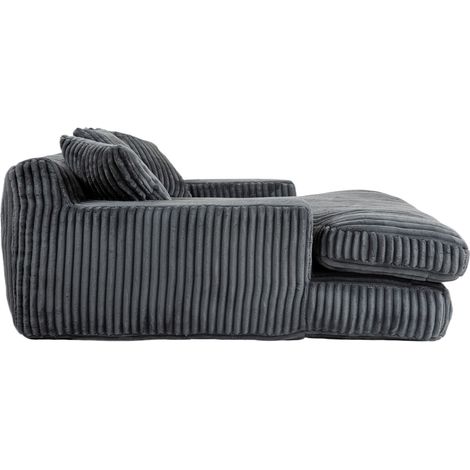Canapé-lit moderne en velours côtelé avec 3 coussins, canapé individuel confortable pour salon bureau, gris foncé (1/5)