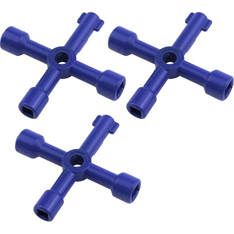 Clé triangulaire/carrée pour armoire électrique de train Vanne de compteur d'eau Bleu – Lot de 3 (1/4)