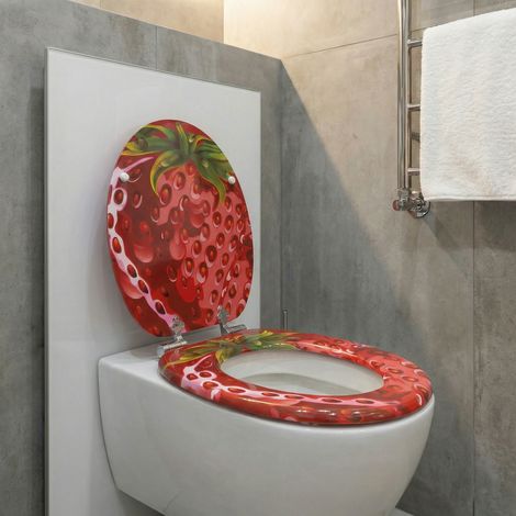 Abattant de toilette HOME en MDF épais, fermeture lente, couvercle en bois robuste avec surface antibactérienne, charnières en alliage de zinc, compatible avec tous les WC standards (1/5)