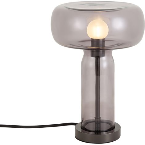 QAZQA Lámpara de mesa estilo Hotel Chic gris plomo con cristal (1/5)