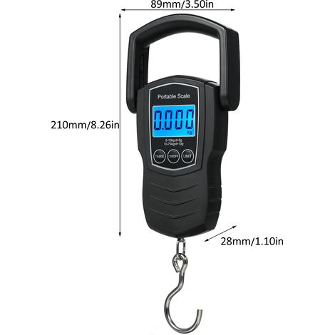 75Kg/165Lb Digital Luggage Scale for Travel Fishing Scale with 1.5M Measuring Tape Suitcase Scale Can Kg/Lb/Jin/Oz 4 Units Switched Luggage Weight Scale with Hook (1/5)
