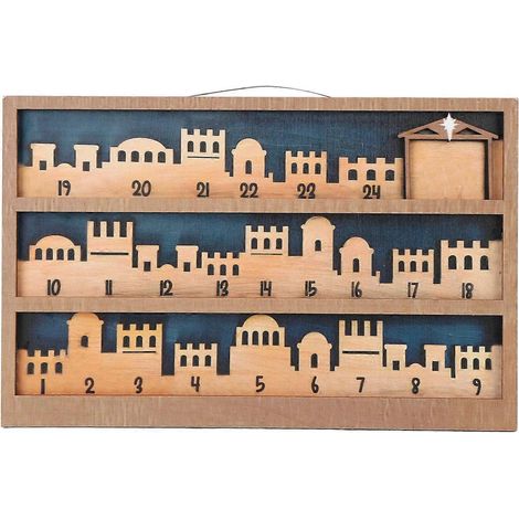 Adventskalender aus Holz mit Krippenmotiv, robust, mit exquisitem Design, Countdown-Kalender für Zuhause