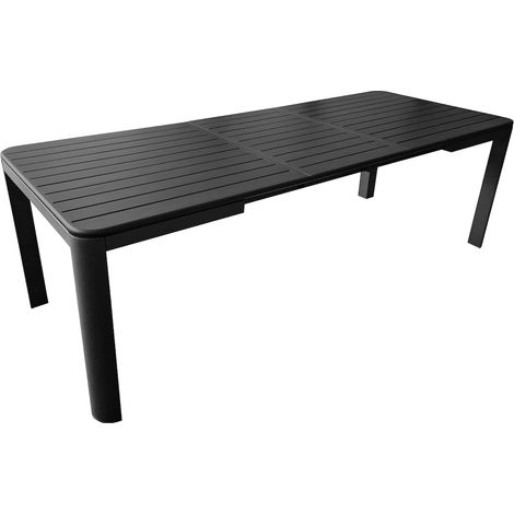 PROLOISIRS Table de repas extensible en aluminium - ALMA 180/240 x 96 - Allonge automatique - Coloris graphite