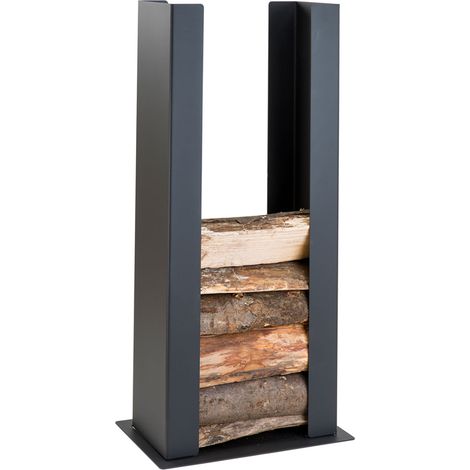 Portalegna da Terra e Muro 53x34,5x110 cm Crea Unico Terra E Muro in Acciaio Nero (1/3)