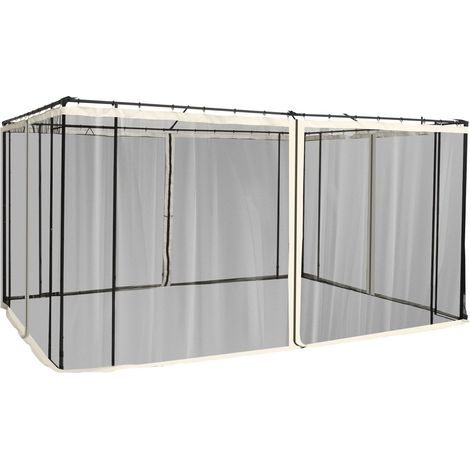 4 Seitenteile 3,4 x 2 cm für Moskitonetze im Garten, Pavillonüberdachungen, mit Reißverschlüssen und Ringen, schwarz