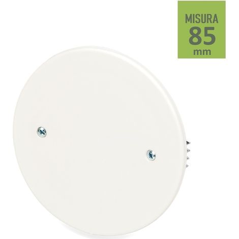 Coperchio tondo bianco Ø 85mm per scatola incasso cassetta di derivazione con viti (1/3)