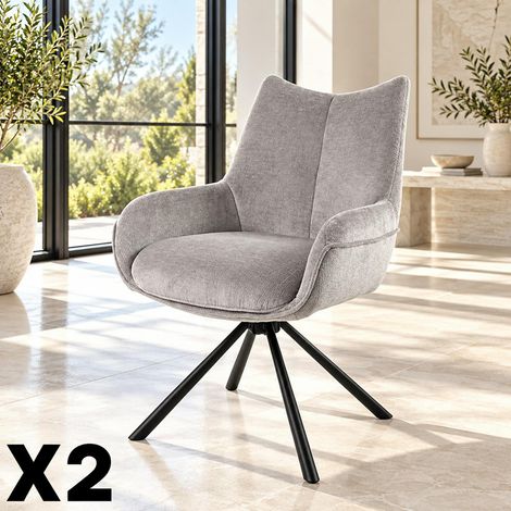 Chaise pivotante cendre à accoudoirs (lot de 2) IENA (1/5)