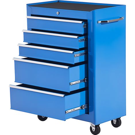 Carrello Porta Utensili Attrezzi Attrezzatura con Cassettiera Azzurro 61.5 x 33 x 82.5cm