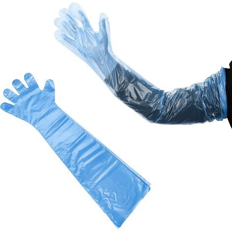 Veterinary Gloves, 90cm Long, Transparent Plastic, Waterproof, For Artificial Insemination (1/5)