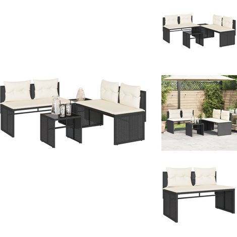 Salon de jardin 4 pcs avec coussins noir résine tressée - Ensemble Salon De Jardin - Mobilier De Jardin - Salon De Jardin Design - Canapé Jardin - Table Basse Jardin (1/5)