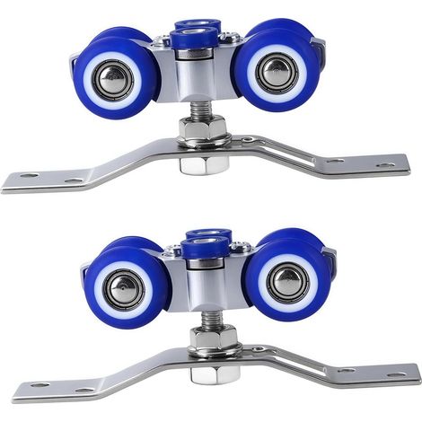 2 Pièces Galets pour Rail Porte Coulissante en Acier Inoxydable, Roulette Porte Coulissante Douche Placard, Pivotant à 360°, Adapté aux Portes Coulissantes Simples, Pliantes ou Multiples (1/5)