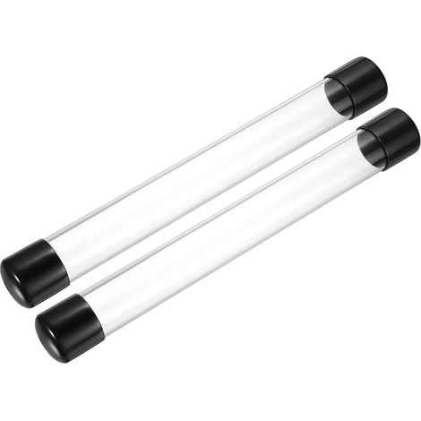 Tube Rigide Transparente Ronde En Plastique Avec Bouchons En Caoutchouc Noir Tuyau En Polycarbonate, Longueur 305mm/12 Pouces, 29mmx32mm/1.14"x1.26", 2 Pièces (1/5)