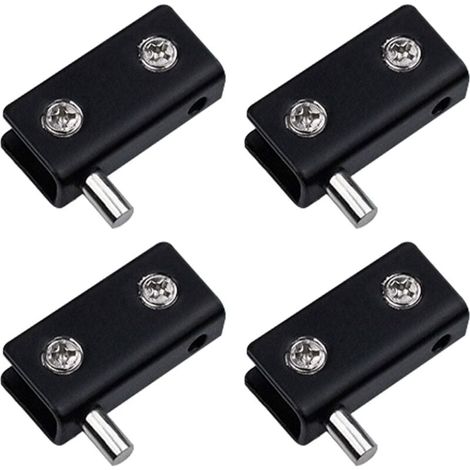 KZQ - Juego de 4 bisagras pivotantes para puertas de vidrio sin marco, de acero inoxidable negro, con pasador ajustable y kit de reemplazo para puertas de vidrio de 5-6 mm. (1/4)