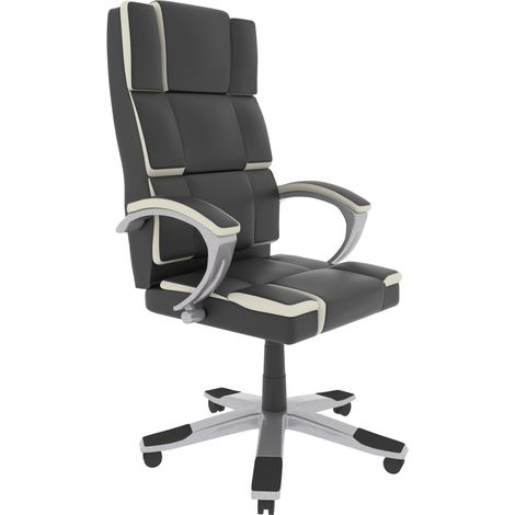 Henderson Office Chair Faux Leather Adjustable Ergonomic Executive Computer Desk Chair Swivel Seat, Black & White (1/5)