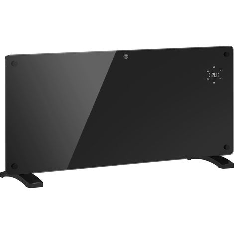 Radiateur électrique au sol ou mural 2000 W - Affichage LED, minuterie 24 h ou hebdomadaire, thermostat et télécommande - Pour maison, bureau - Design moderne (1/5)