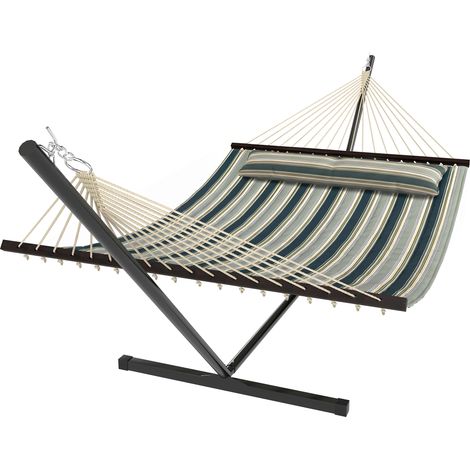Hamac sur Pied Acier avec Coussin pour Jardin Vert 353 cm (1/5)