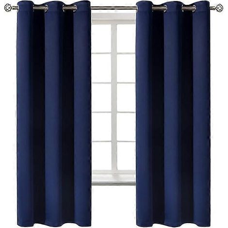 Rideaux occultants bleu marine pour salon (lot de 2). (1/5)