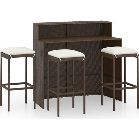 Maison Exclusive - 4-tlg. Gartenbar-Set mit Kissen Braun