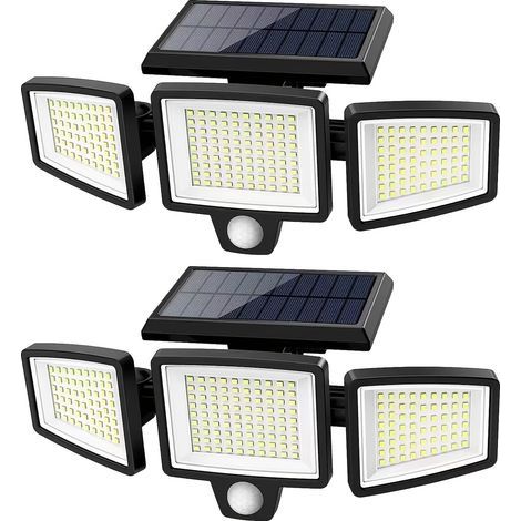 Dreifach-Solar-Straßenleuchte für den Außenbereich / Solar-Wandleuchte für den Innenhof — Schutzart IP44 [1 Stück] (1/5)