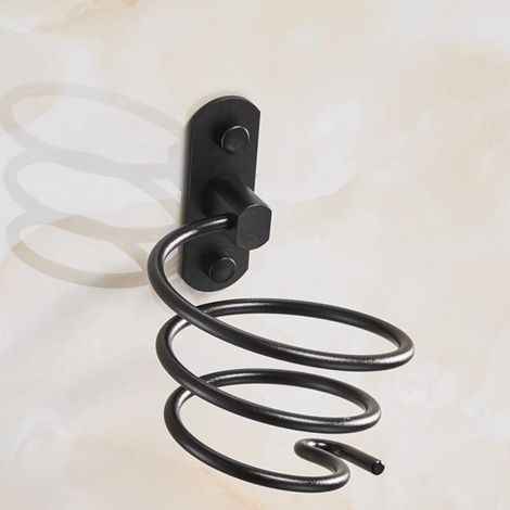 Wandhalterung für Haartrockner, Glätteisen und Lockenstab (schwarz, 1-teilig, Bohren erforderlich) (1/4)