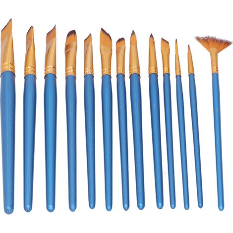 13 Pinceaux Nylon Poils Synthétiques Pour Peinture Huile Gouache Lot Multifonctionnel Trousse Artiste (1/5)