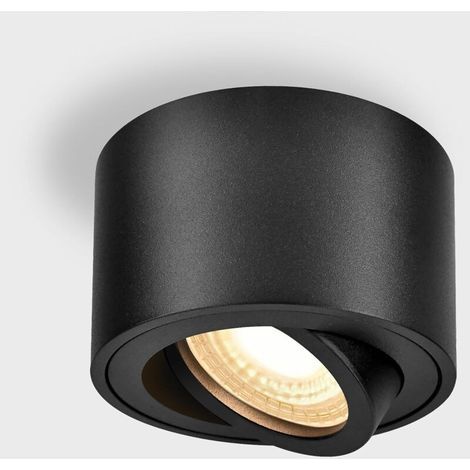 1x Spots de Plafond Noir Ø75x55mm Spot en saillie Orientable 10W 3000K Module LED 220V Inclus Aluminium LED Plafonnier Spot (1/4)