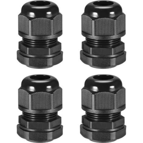 Packung mit 4 wasserdichten PG42-Kabelverschraubungen aus Nylon für Drähte mit einem Durchmesser von 31 bis 39 mm (schwarz)