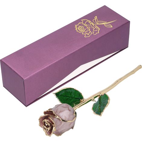 Rose plaquée or 24 carats avec socle, décoration cadeau pour la Saint-Valentin (1/5)