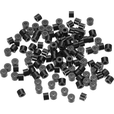 Entretoise Plastique ABS Noir M3 3.2mm Id x 7mm Od x 5mm L 120Pcs (1/5)