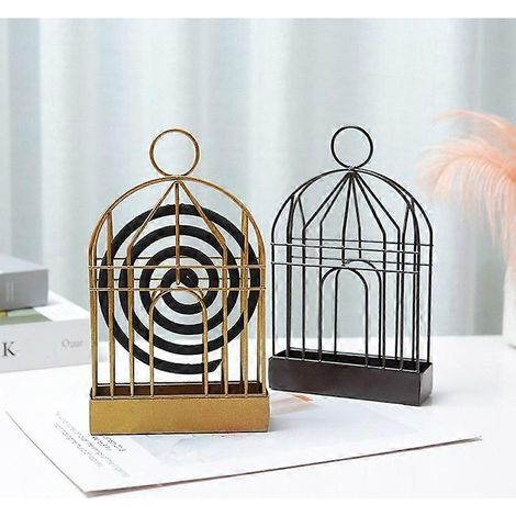 Support pour spirales anti-moustiques (lot de 2), support pour spirales anti-moustiques en forme de cage à oiseaux, pour la maison et le jardin. (1/5)