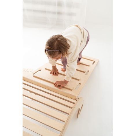 Balancín Montessori 2 en 1 XXL + tobogán de escalera - madera (1/5)