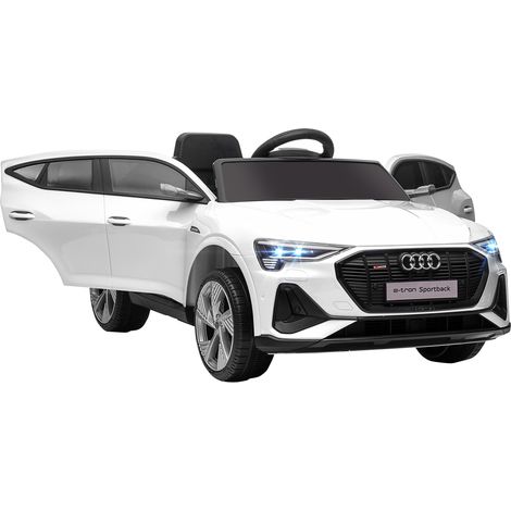 Voiture électrique enfant 12V Audi E-tron avec télécommande, ceinture sécurité, musique MP3/USB/TF, 3-5 km/h, blanc