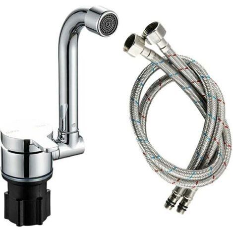 Robinet de Camping-car à Filetage G1/2in en Alliage de Zinc à 360 Rotations Robinet de Bassin d'eau Chaude et Froide pour Camping-cars Caravanes Yachts Véhicules à Grande échelle avec Cuisines (1/5)