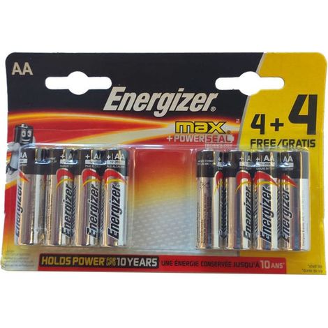 Energizer AA Batterien MAX+ Powerseal Technology High Performance (Packung mit 8 Batterien)