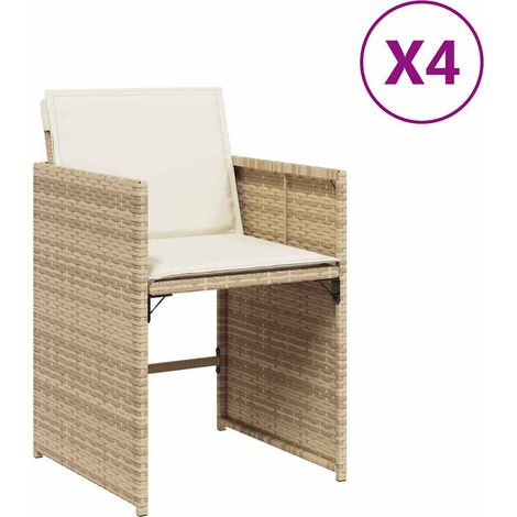Maison Exclusive - Gartenstühle mit Kissen 4 Stk. Beige Poly Ratt