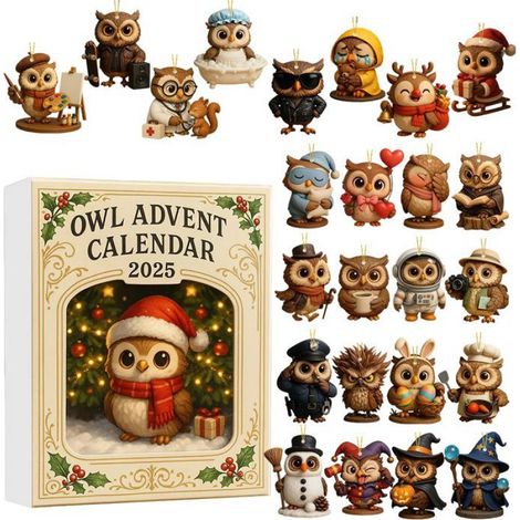 Calendrier De L Avent - Hiboux Bébés - 24 Figurines À Collectionner - Décoration Noël - 1 Unité (1/5)