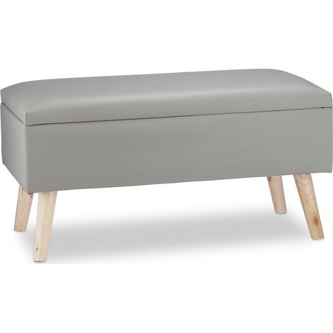 Panca contenitore moderna con coperchio 80 x 40 x 39,5 cm seduta imbottita stile contemporaneo in ecopelle grigia 130005517