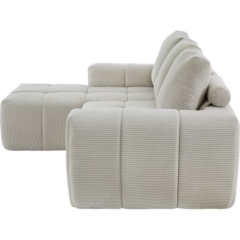 ELVMI Ecksofa Modular mit Abnehmbaren Kissen und Gestepptem Bezug in Cord Beige (1/5)