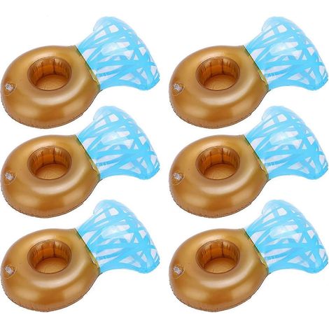 Dessous de verre flottant, porte-gobelet gonflable pour piscine, anneau en PVC en forme de diamant, lot de 6, pour fête aquatique (1/5)