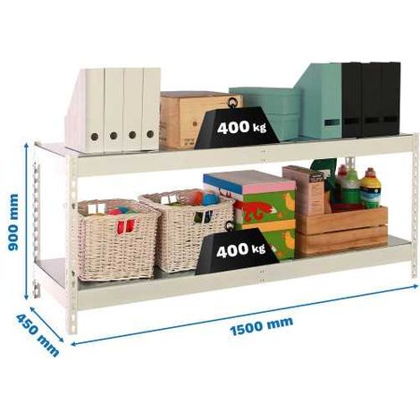 Estanteria 900x1500x450 ECOFORTE 1504/2 METAL 900 BLANCO/GALVA marca SIMONRACK (1/2)