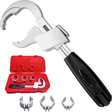 Llave de baño 4 en 1, Llave ajustable de doble cara, Herramienta manual multifuncional para reparación de tuberías de agua y universal grifos (1/5)