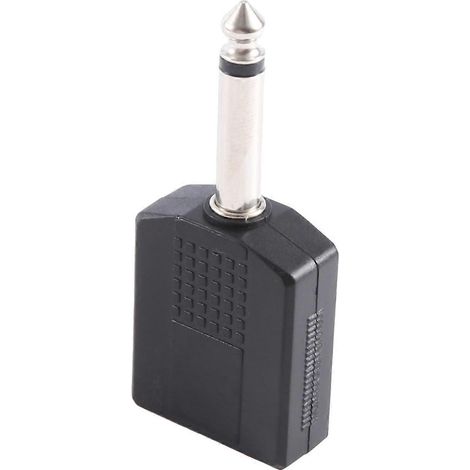 Schwarzer 6,35 1/4" Stecker auf zwei Buchsen Mono Y-Kabel PA-Audiokabeladapter (1/5)
