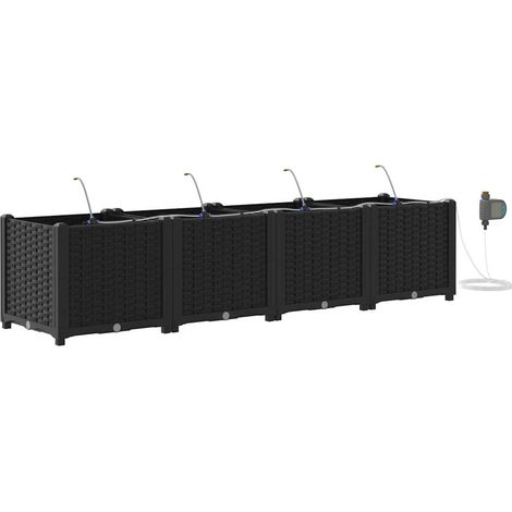 Maison Exclusive - Vaso da giardino 4 pcs Nero 160 x 40 x 37,5 cm Plastica