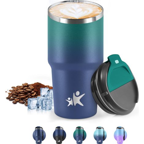 Mug Isotherme 600 ML, Réutilisable, Tasse Isotherme pour Café, Acier Inoxydable 304, Emporter, Anti-fuite, Double Paroi, Étanche Gobelet de Voyage pour Café Chaud et Froid, Lait et Thé (1/5)