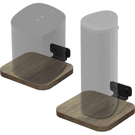 Kompatibel mit Echo/Google Wifi/Sonos, universelle Wandhalterung mit integriertem Kabelmanagement, Lautsprecherhalterung (Holz), 1 Stück (1/5)