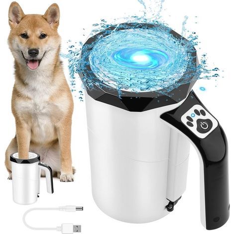 Nettoyeur Pattes pour Chien. 2 en 1 Portable Nettoyeur Patte Chien. 7.4V 2400mAh Lave Pattes pour Chien Rechargeable avec Brosse Amovible Silicone Souple pour Laver les Pattes du Chiens (Noir) (1/5)