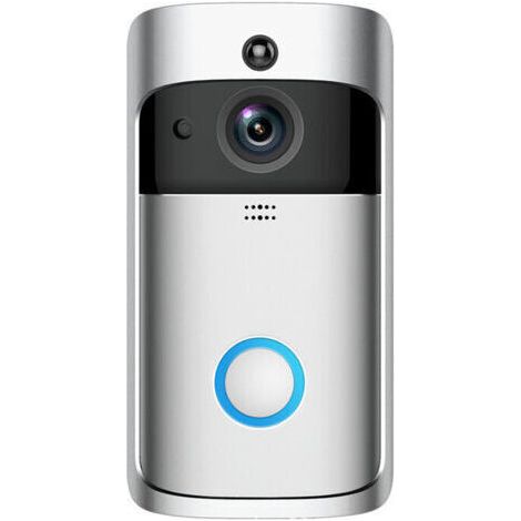 Caméra de sonnette vidéo étanche IP65 sans fil, conversation bidirectionnelle, détection de mouvement PIR, vision nocturne, argent