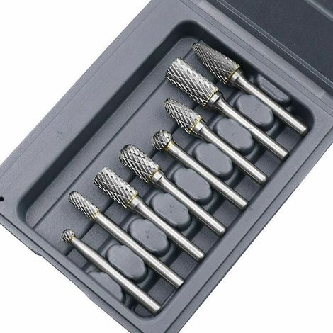 KLVGTIFS PU - 1Pc Fraises rotatives Double Coupe Rotatives Carbure de Tungstène Die Grinder Bit 6mm Tige 12mm Tête Cylindrique de Gravure Rotatif (1/4)
