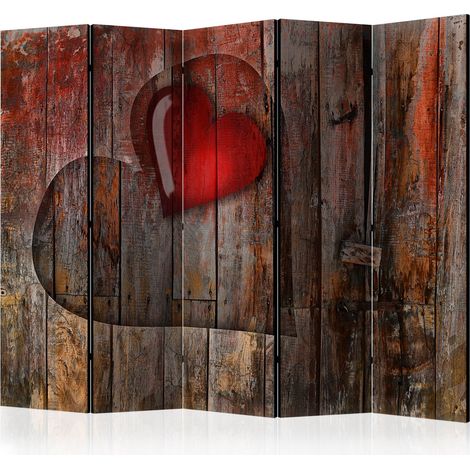 Paravento - Heart on wooden background II [Room Dividers] - 225x172 (1/4)